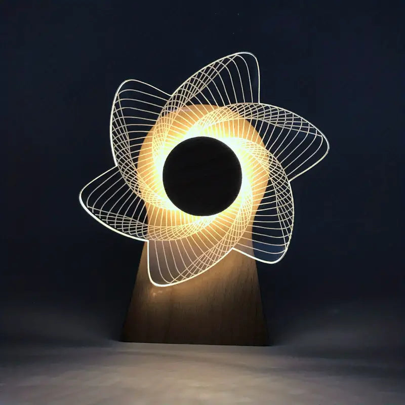 3D Windmill Night Light, Wooden Rotating Music Box, Wooden Ferris Wheel Table Lamp, Visual Illusion Optical Light 3D Windmill Night Light, Wooden Rotating Music Box, Wooden Ferris Wheel Table Lamp, Visual Illusion Optical Light